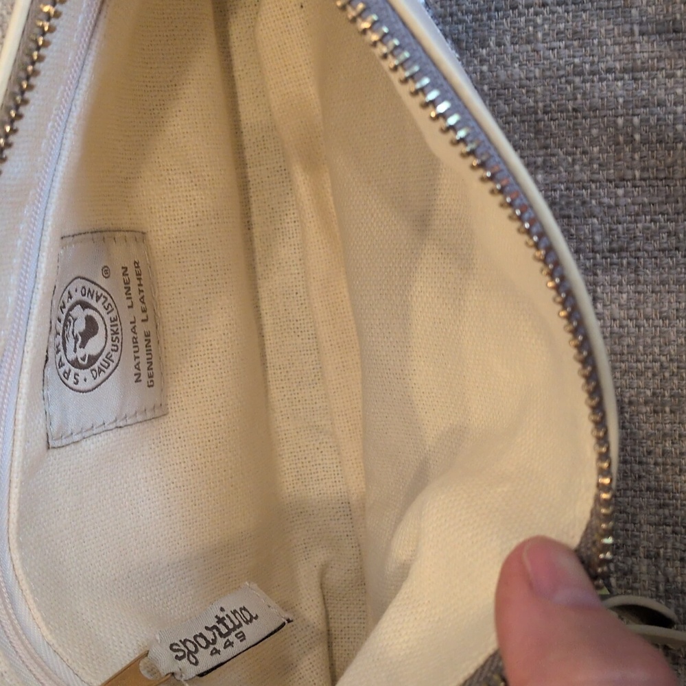 Spartina 449 De Renne East West Hipster Cream and Gray Crossbody Bag - Picture 10 of 14
